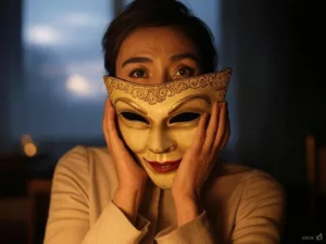 femme qui met un masque illustrant les 5 blessures qui empêchent d'êtres soit même