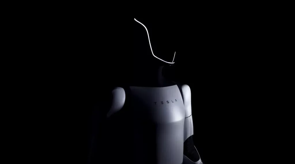 photo sombre du robot optimus de tesla