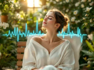 une femme qui respire pour la cohérence cardiaque