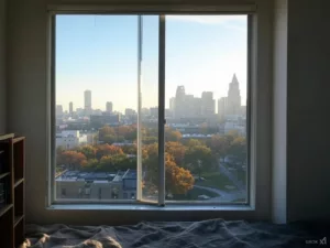 une vitre donnant sur un parc pour illustrer le nettoyage naturel des vitres